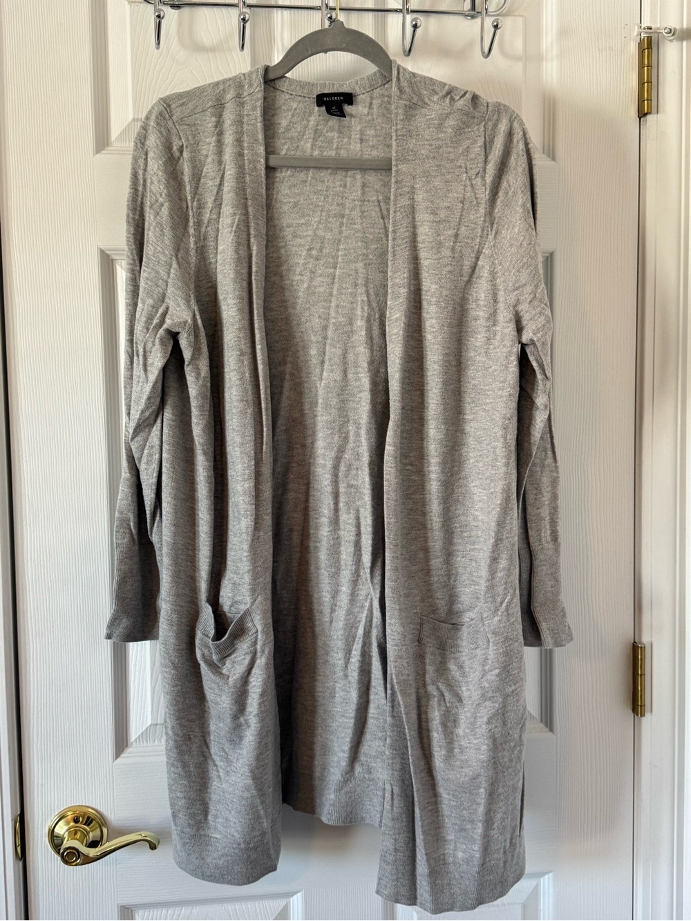 Halogen Gray Open Front Long Cardigan